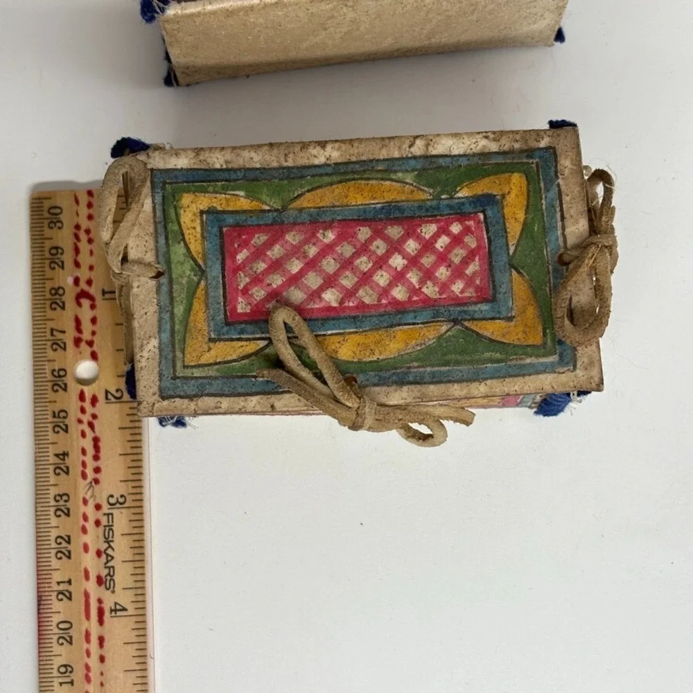 Mid 1900s‎ (2) HandPainted Toy Doll Parfleche Trunks Trinket Boxes Sioux Indian